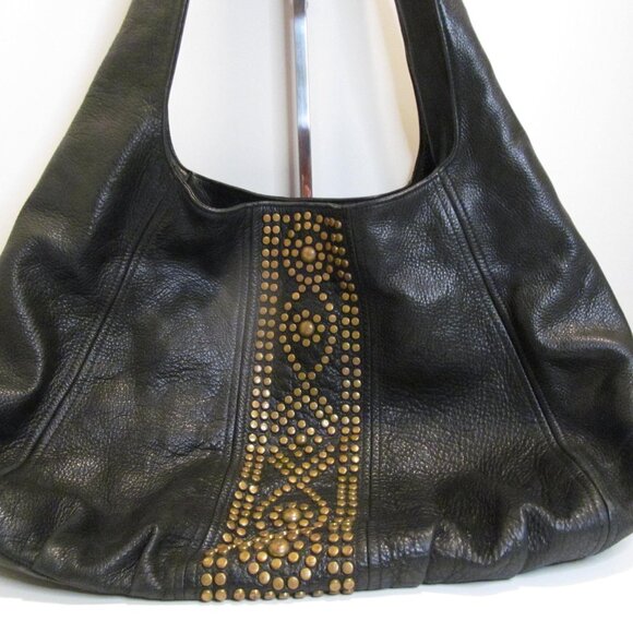 Below the Belt, Black Slouchy Hobo with Gold Grommets, Large - Picture 1 of 7